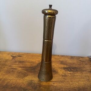 Vintage Italian Solid Brass Pepper‎ Mill Hammered 10 Inch